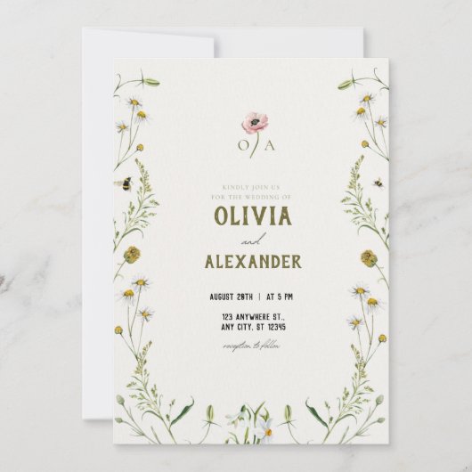 ロング招待状の魔法結婚 招待状 (正面)