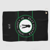 ロング最高のスショットMensスポーツグリーンのブラックゴルファー ゴルフタオル (横)