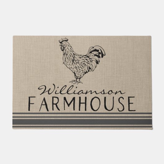 ロング素朴スターファームハウスファミリー名の形式 ドアマット (正面)