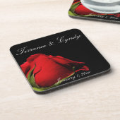 ロング茎の赤いバラの個人的結婚な コースター (左側)