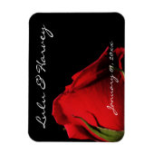 ロング茎の赤いバラの個人的結婚な マグネット (縦)