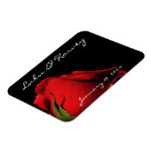 ロング茎の赤いバラの個人的結婚な マグネット (左側)