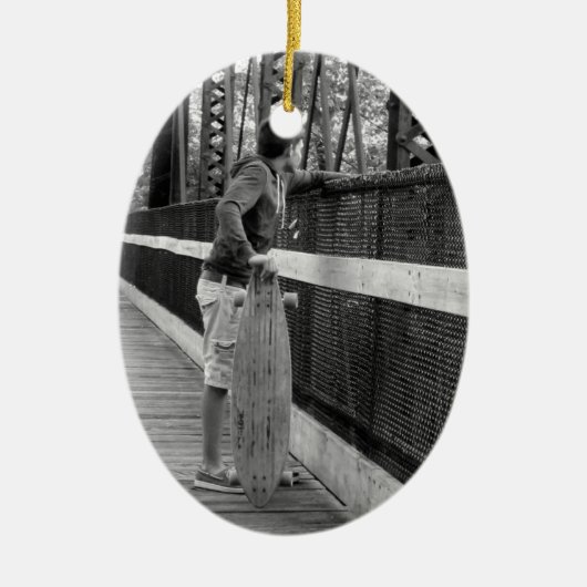 ロング10代のボード付き セラミックオーナメント (正面)