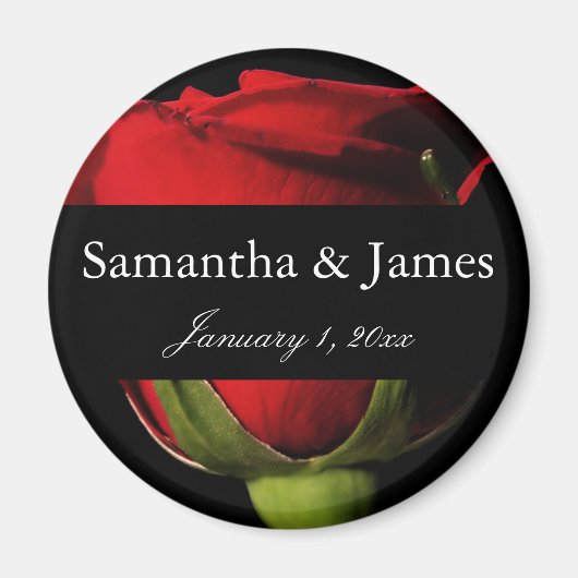 ロング・ステムレッドローズパーソナル結婚ズ マグネット (正面)