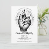 ロング ブラック ネイル クリスタル エネルギー ヴィンテージ 誕生日 招待状 (スタンド正面)