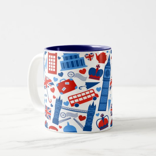 ロンスタイリッシュドン、イギリスマグ – 旅行 – ギフト ツートーンマグカップ (正面左)