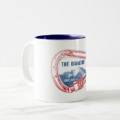 ロンズピークダイヤモンドロック登山カラビナー ツートーンマグカップ (正面左)