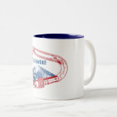 ロンズピークダイヤモンドロック登山カラビナー ツートーンマグカップ (正面右)