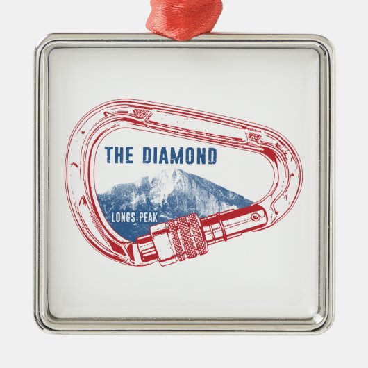 ロンズピークダイヤモンドロック登山カラビナー メタルオーナメント (正面)