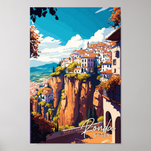 ロンダスペインヴィンテージ旅行イラストレーション ポスター