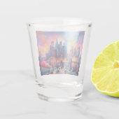 ロンドカラフルンスカイライン抽象芸術アート ショットグラス (裏面)