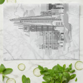 ロンドパーソナライズされたンブラック&ホワイトティータオル キッチンタオル (折り畳み)