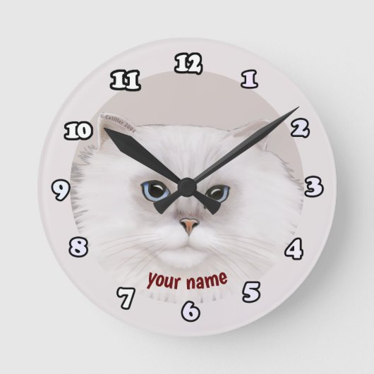 ロンドペルシャ猫時計 ラウンド壁時計 (正面)
