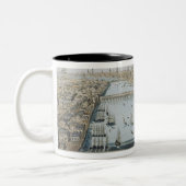 ロンドンおよび川の都市の一般的な見解 ツートーンマグカップ (左)