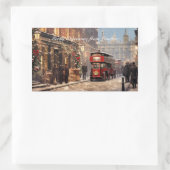 ロンドンからのメリークリスマス 長方形シール (バッグ)