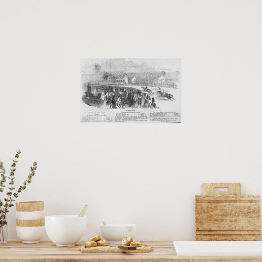 ロンドンからウォーウィック図解入りの、写真付きのレース ポスター (キッチン)