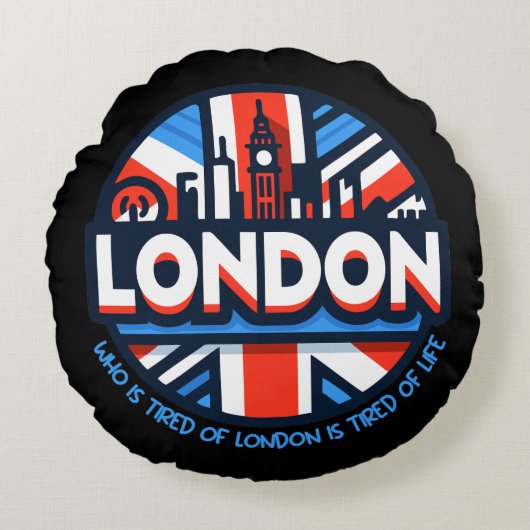 ロンドンに疲れている ラウンドクッション (正面)