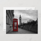 ロンドンのはがきに赤い電話ボックス ポストカード (正面/裏面)