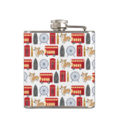 ロンドンのアイコンとコーギコラージュパターン フラスク (裏面)