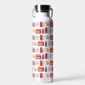 ロンドンのアイコンとランドマークのパターン ウォーターボトル (正面)