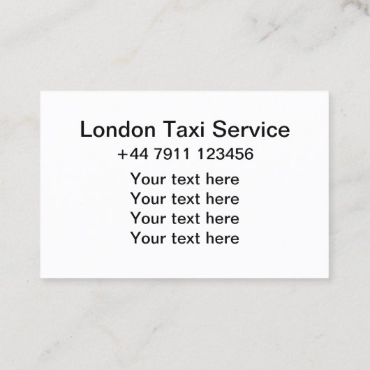 ロンドンのイギリスのタクシーサービス 名刺 (裏面)