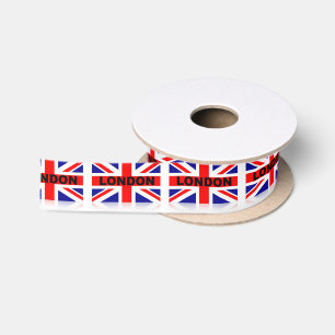 ロンドンのイギリスの旗の赤く青い白 サテンリボン