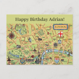 ロンドンのイラストマップ 誕生日ポストカード ポストカード