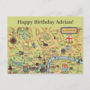ロンドンのイラストマップ 誕生日ポストカード ポストカード