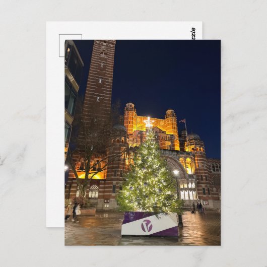 ロンドンのウェストミンスター大聖堂でのクリスマス ポストカード (正面/裏面)