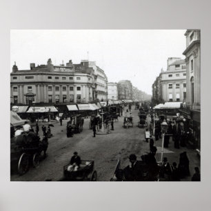 ロンドンのオクスフォード・ストリートの風景、1890年頃 ポスター