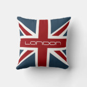 ロンドンのカスタムな文字が付いている英国国旗のクラシックな旗 クッション (裏面)