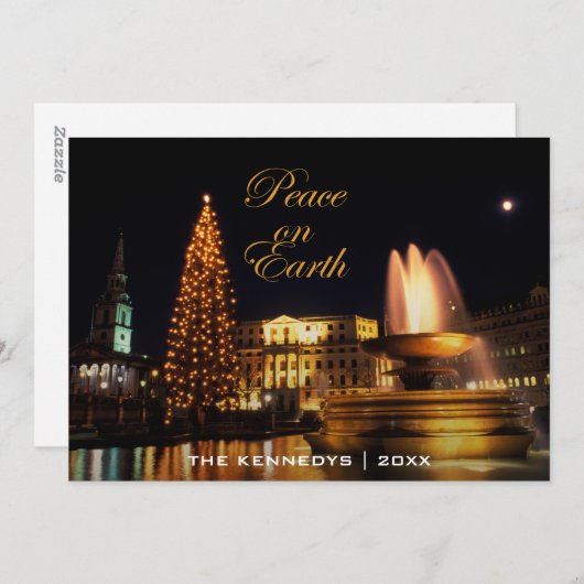 ロンドンのクリスマスにトラファルガースクエア シーズンカード (正面/裏面)
