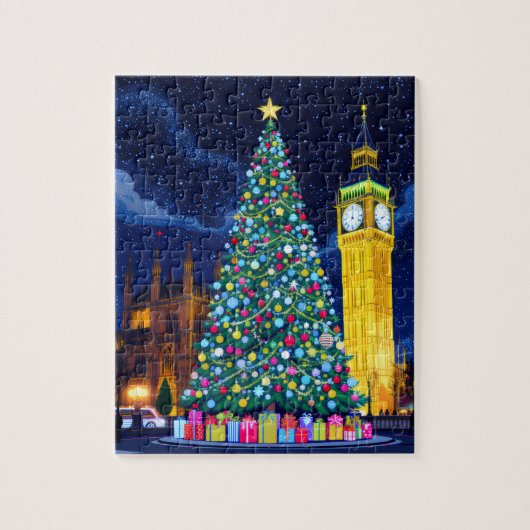 ロンドンのクリスマスの夜 ジグソーパズル (縦)