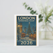 ロンドンのクリスマスの夜 2026 ポストカード (スタンド正面)
