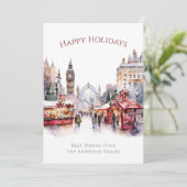 ロンドンのクリスマスウォーターカラーホリデーカード シーズンカード (スタンド正面)