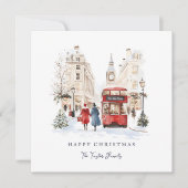 ロンドンのクリスマス水彩都市の風景 シーズンカード (正面)