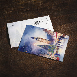 ロンドンのクリスマス ビッグベン 水彩画 招待状