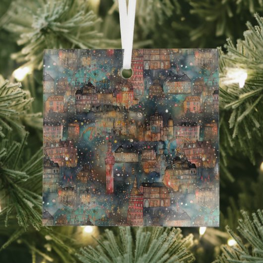 ロンドンのクリスマス&新年の水の色 ガラスオーナメント (インサイチュ)