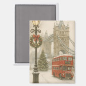 ロンドンのクリスマス 旅行者へのギフト|ホリデー マグネット (正面/裏面)