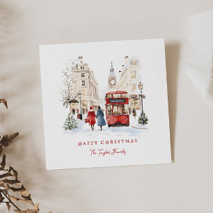 ロンドンのクリスマス 水彩都市景観 シーズンカード