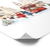 ロンドンのクリスマス 水彩都市景観 ポスター (角)