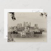 ロンドンのグリニッジからカナリア埠頭を見る ポストカード (正面/裏面)