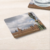 ロンドンのコースターの議会のビッグベンそして家 スクエアペーパーコースター (アングル)