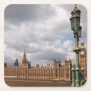 ロンドンのコースターの議会のビッグベンそして家 スクエアペーパーコースター