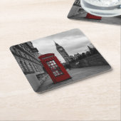 ロンドンのコースターの赤い電話ボックス スクエアペーパーコースター (アングル)