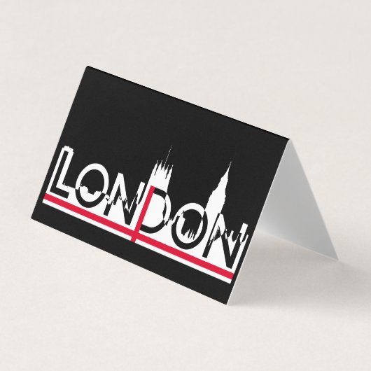 ロンドンのシルエットとイギリス国旗 名刺 (正面)