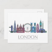 ロンドンのスカイラインによって着色される建物 ポストカード (正面/裏面)