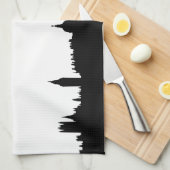 ロンドンのスカイラインのシルエットの都市景観 キッチンタオル (四つ折り)