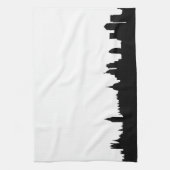 ロンドンのスカイラインのシルエットの都市景観 キッチンタオル (縦)