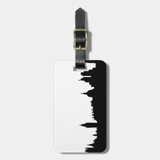 ロンドンのスカイラインのシルエットの都市景観 ラゲッジタグ (正面縦)